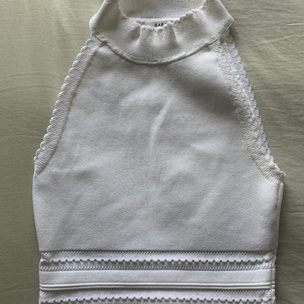 Babaton White Matching Skirt Set with Crochet Details